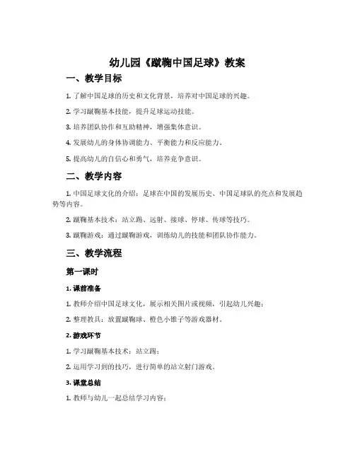 幼儿园《蹴鞠中国足球》教案