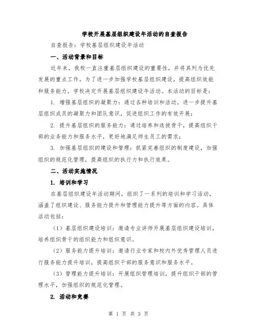 学校开展基层组织建设年活动的自查报告
