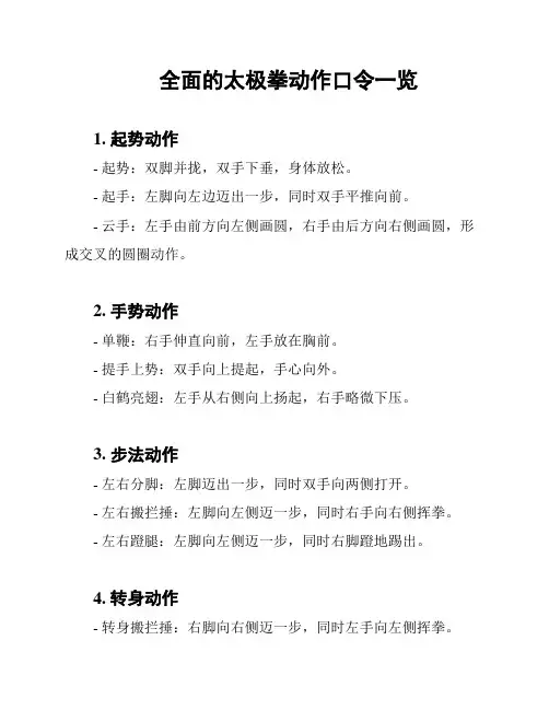 全面的太极拳动作口令一览