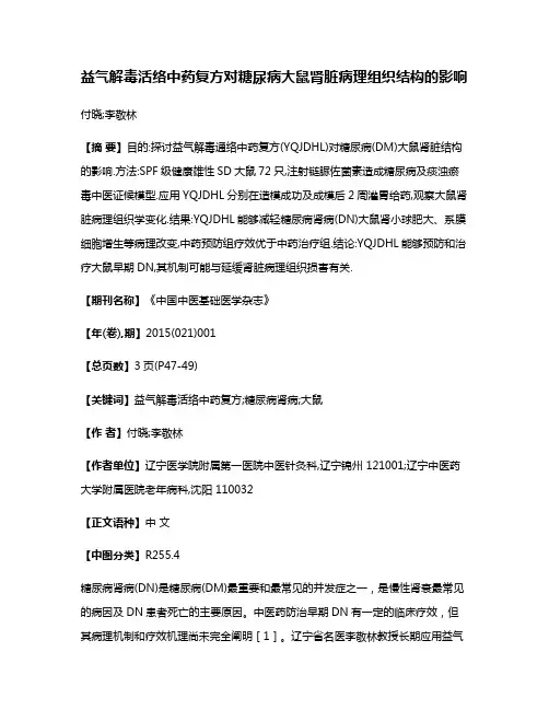益气解毒活络中药复方对糖尿病大鼠肾脏病理组织结构的影响