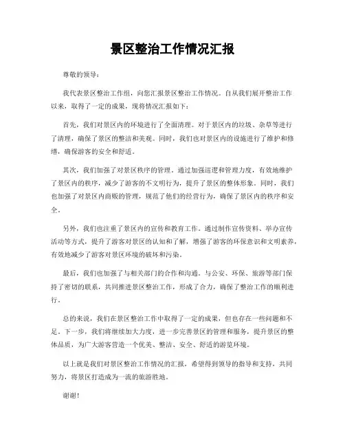 景区整治工作情况汇报
