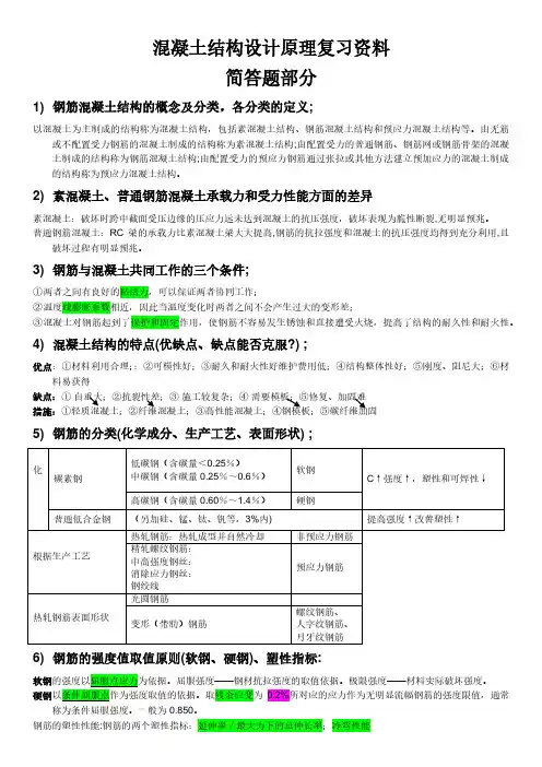 混凝土结构设计原理-简答题部分