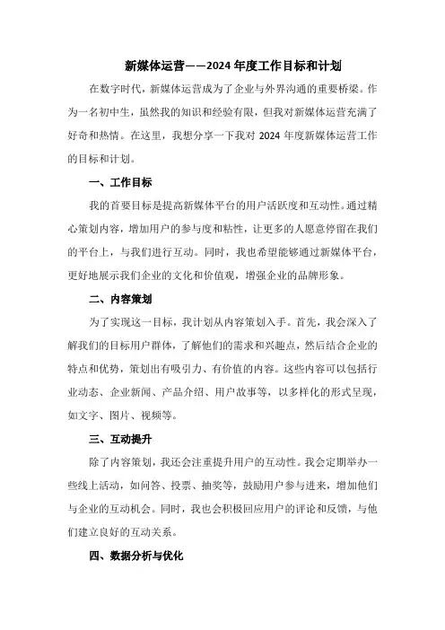 新媒体运营——2024年度工作目标和计划