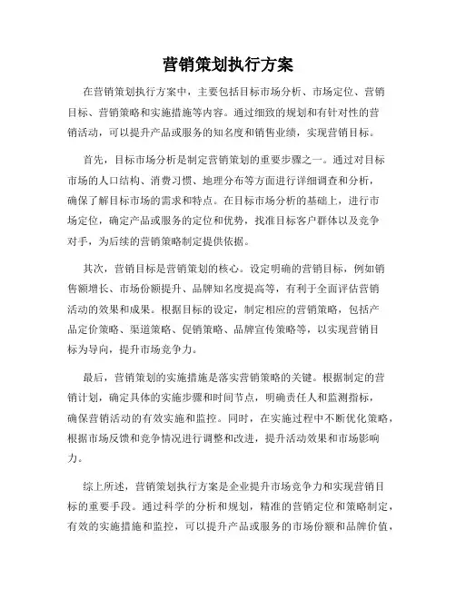营销策划执行方案