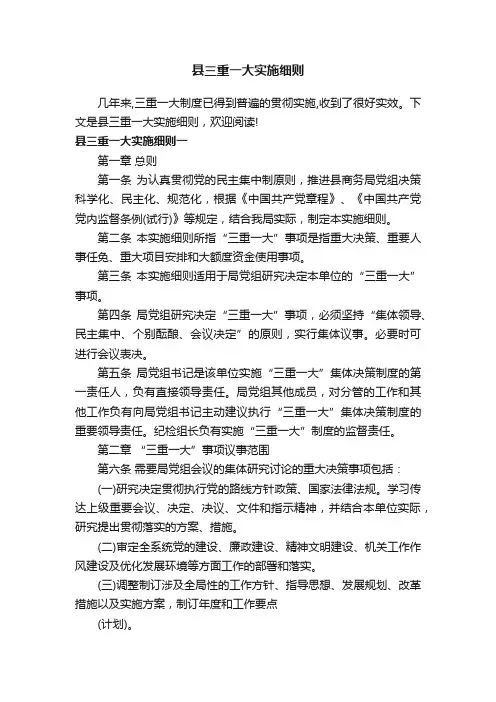县三重一大实施细则