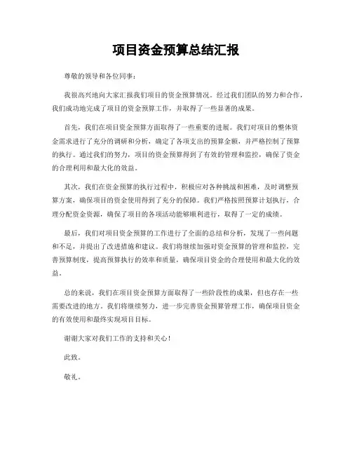 项目资金预算总结汇报