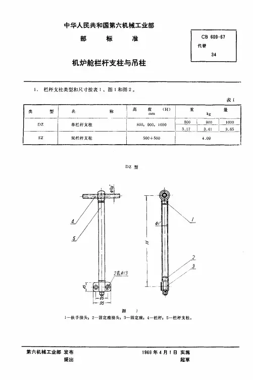 cb609-67 机炉舱栏杆支柱与吊柱