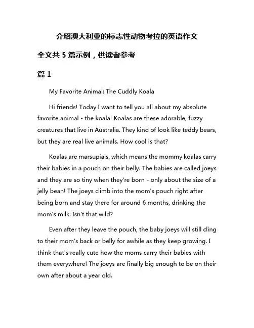 介绍澳大利亚的标志性动物考拉的英语作文
