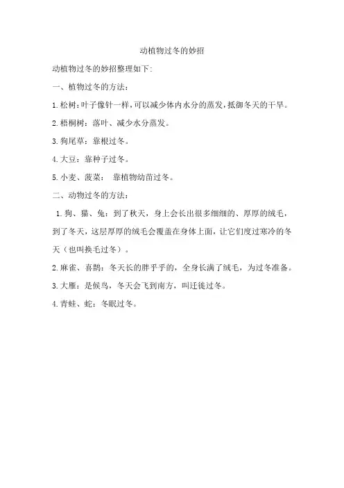 动植物过冬的妙招