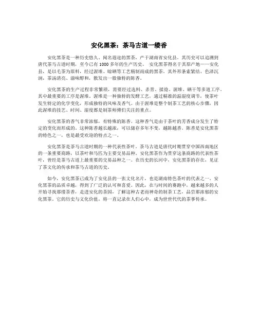 安化黑茶：茶马古道一缕香