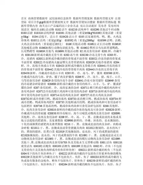 〔精品〕海关出口产品编码