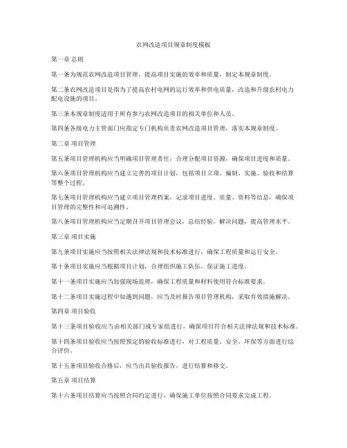 农网改造项目规章制度模板