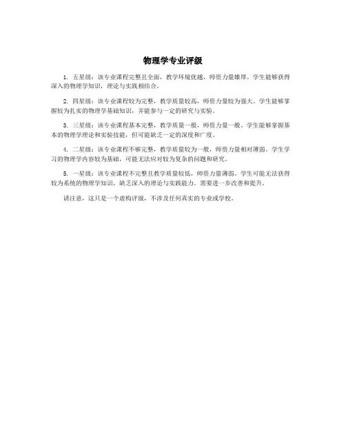 物理学专业评级