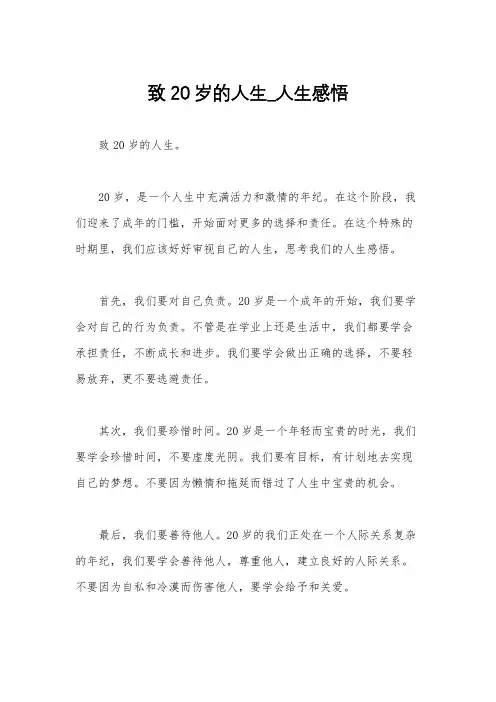 致20岁的人生_人生感悟