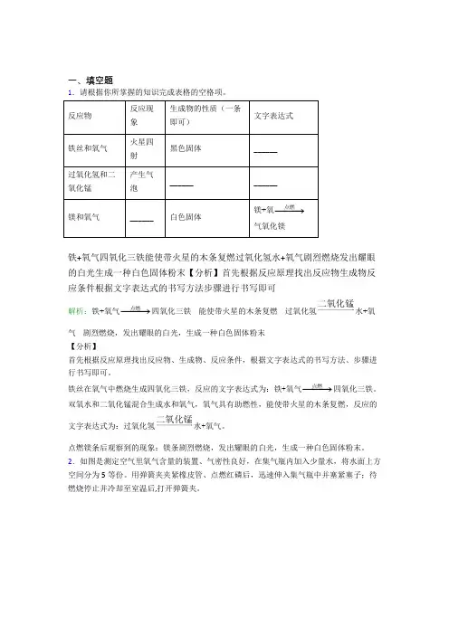 《好题》人教版初中9年级化学第二章填空题专项经典练习题(含解析)