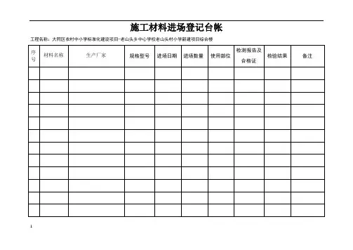 施工现场材料进场登记台帐1