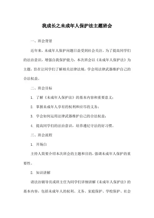 我成长之未成年人保护法主题班会