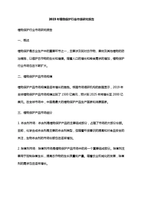 2023年植物保护行业市场研究报告