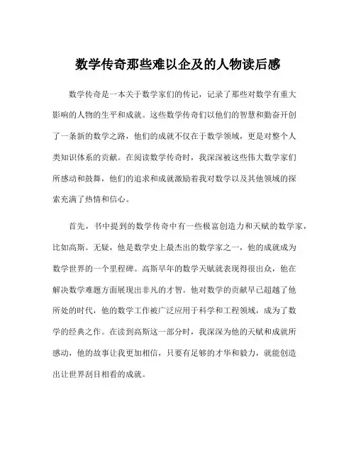 数学传奇那些难以企及的人物读后感