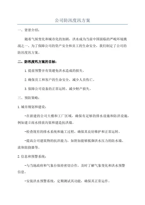 公司防汛度汛方案