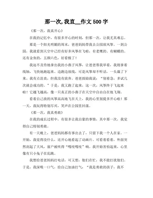 那一次,我直__作文500字