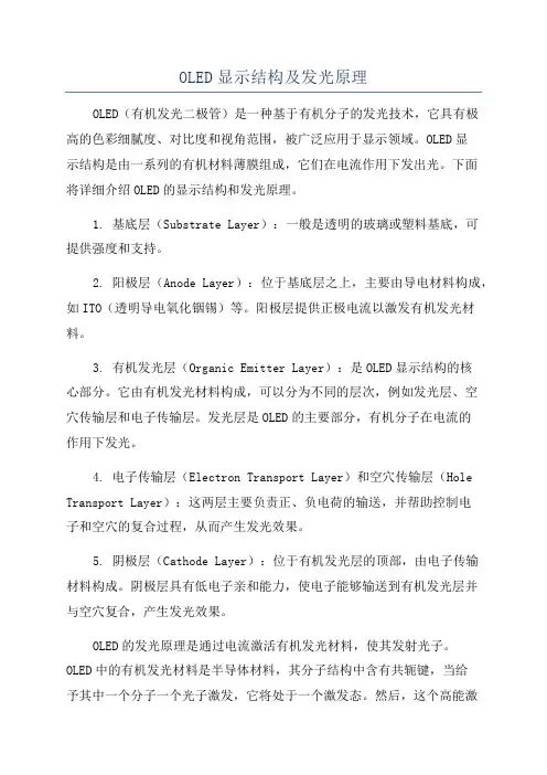 OLED显示结构及发光原理