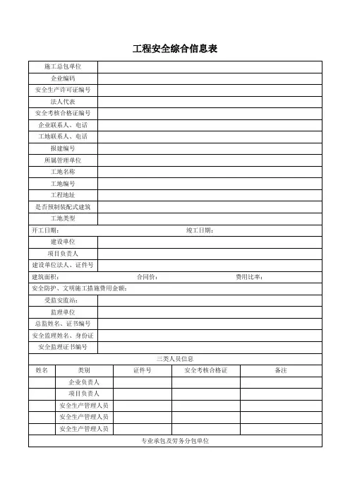 工程安全综合信息表