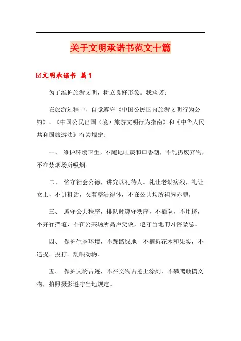 关于文明承诺书范文十篇