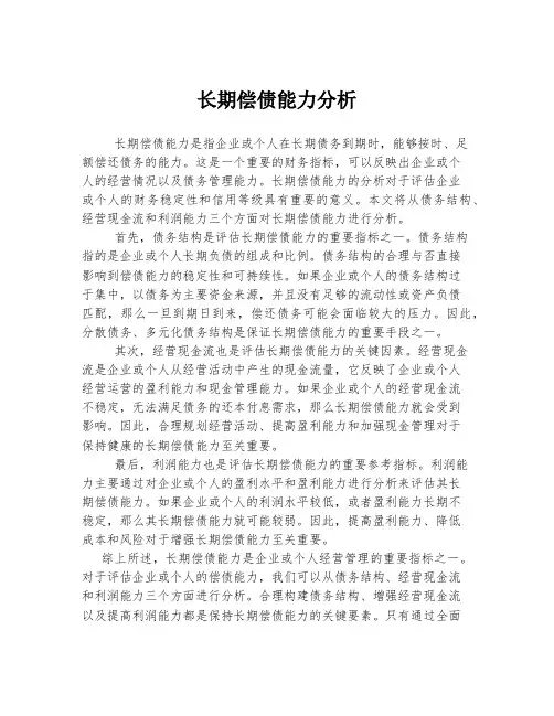 长期偿债能力分析