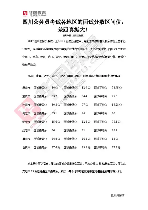 四川公务员考试各地区的面试分数区间值,差距真挺大!