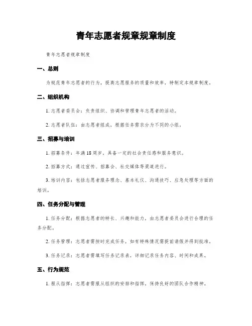 青年志愿者规章规章制度