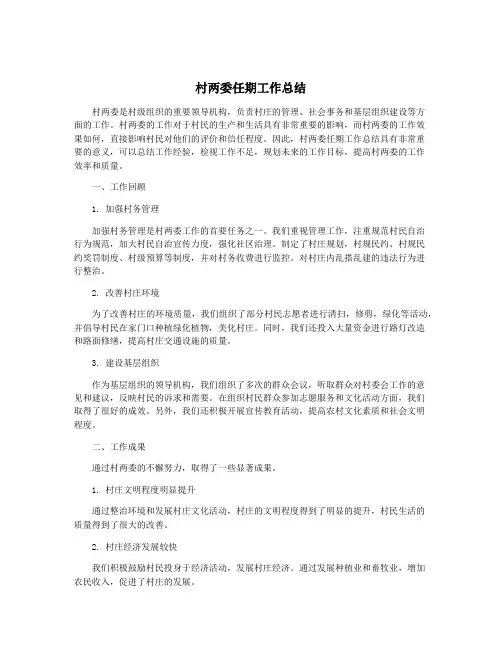 村两委任期工作总结