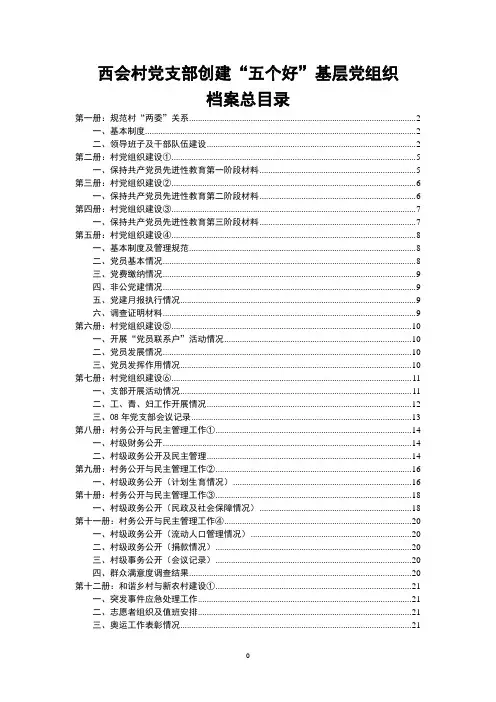 2008年三级联创工作档案总目录