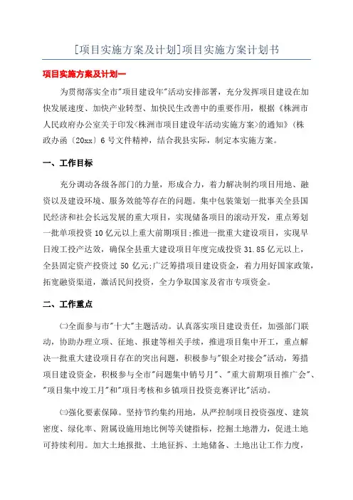 [项目实施方案及计划]项目实施方案计划书
