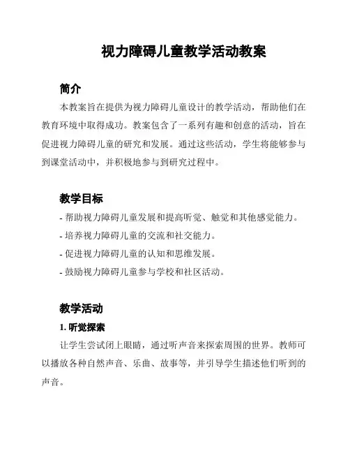 视力障碍儿童教学活动教案