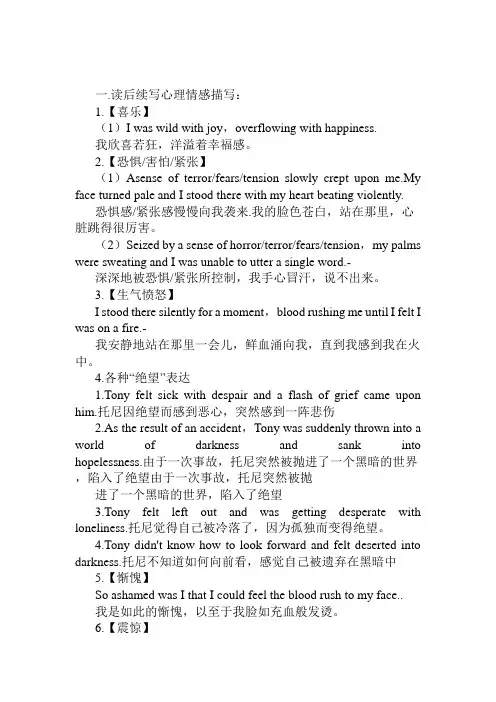 2022届高考作文：读后续写环境和心里描写
