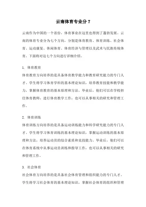 云南体育专业分7