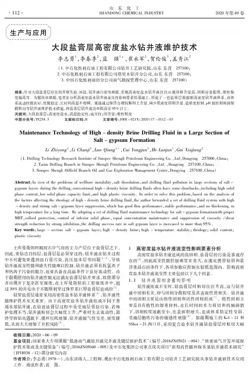 大段盐膏层高密度盐水钻井液维护技术