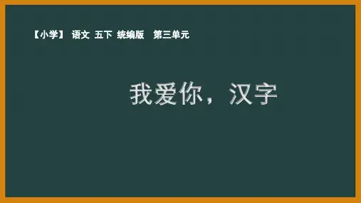 人教部编版语文五年级下册第三单元《我爱你,汉字》优秀PPT课件