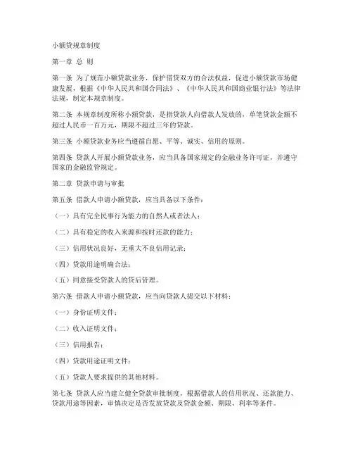 小额贷规章制度
