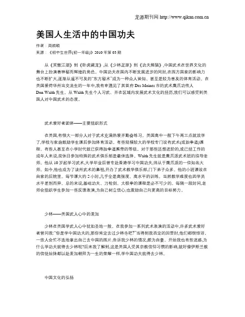 美国人生活中的中国功夫