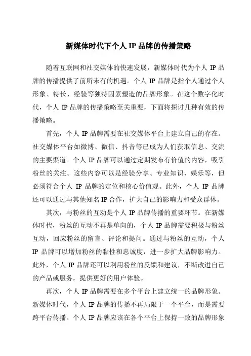 新媒体时代下个人IP品牌的传播策略