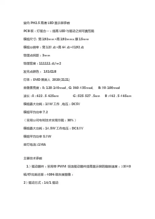 室内PH2.5参数