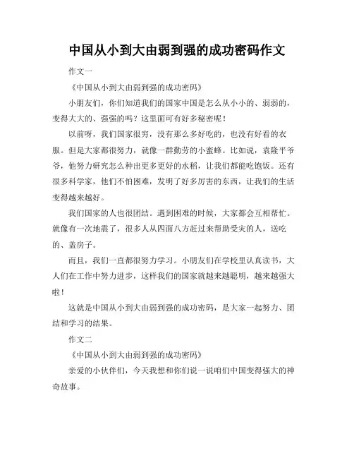 中国从小到大由弱到强的成功密码作文