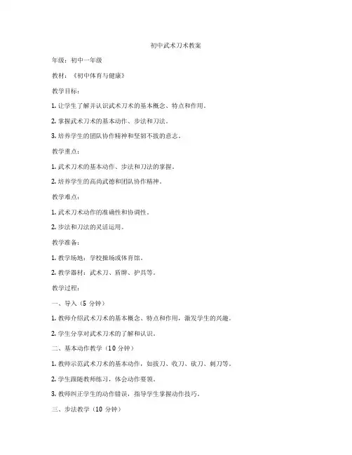 初中武术刀术教案
