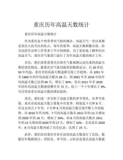 重庆历年高温天数统计