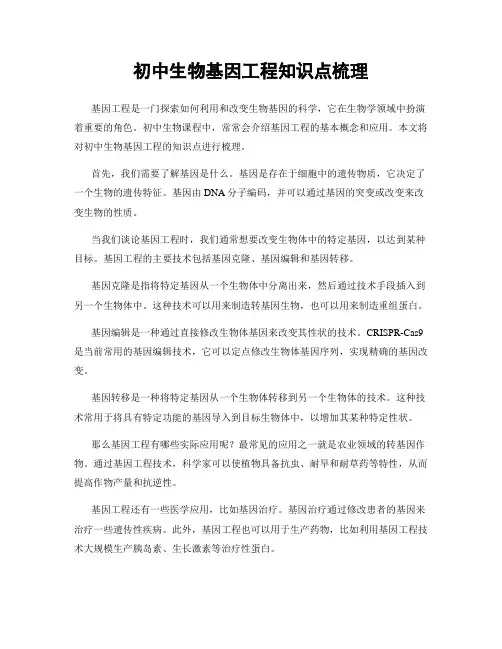 初中生物基因工程知识点梳理