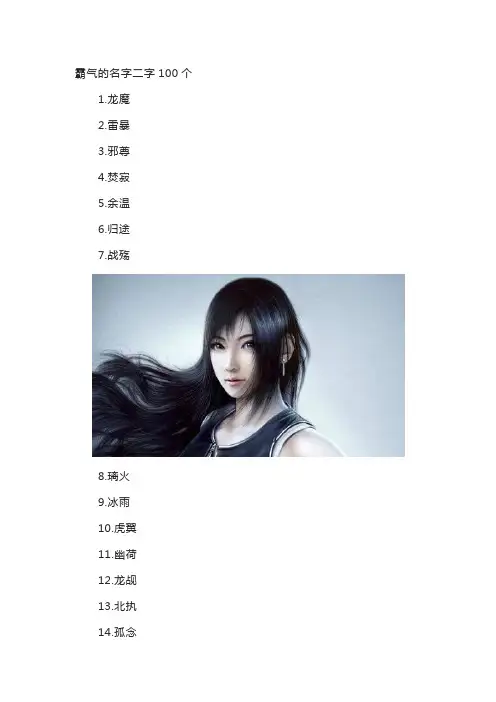 霸气的网名二字100个