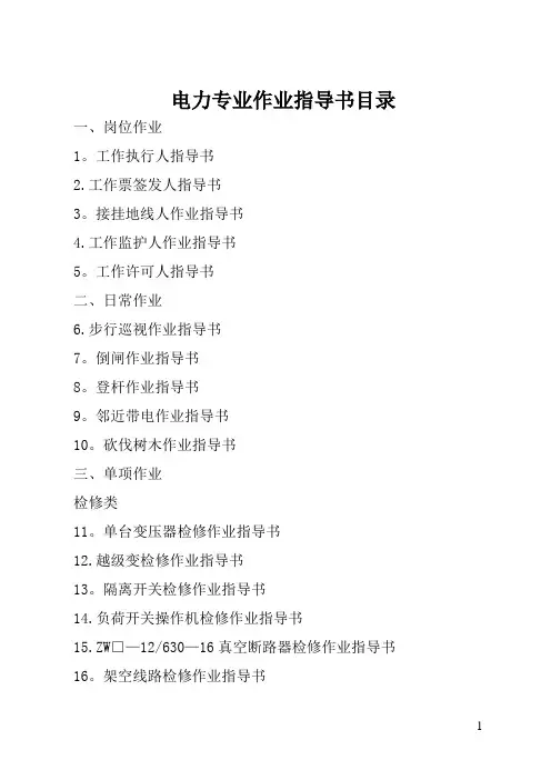 电力专业作业指导书