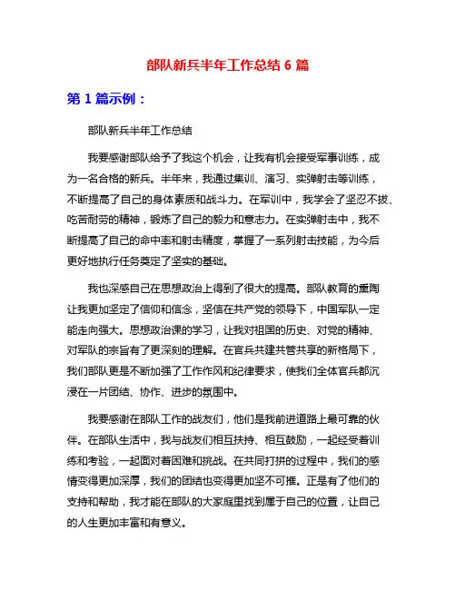 部队新兵半年工作总结6篇